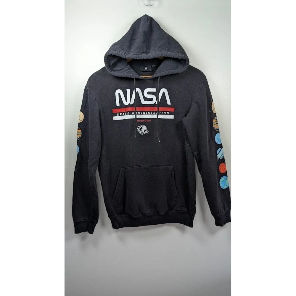 NASA Hoodie Men's Size Small Unisex Planets Graphic‎ AOP Logo Pullover Casual